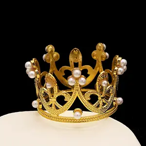 Decoração do bolo Alloy Crown Flower Dress Up Jóias Aniversário Coroa Crianças Headdress Adulto Cabelo Acessórios