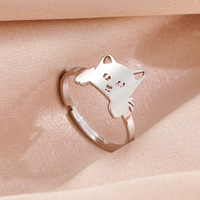 Bijoux animaux de mode anneaux en acier inoxydable étanches ouvertures réglables anneau de chat cadeaux pour les femmes