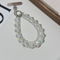 Chaîne de breloques pour téléphone en perles acryliques et cristaux, porte-clés, chaîne de poignet, décoration de sac