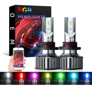 Система автоматического освещения 50 Вт H4 H7 H11 9005 9006, налобный фонарь с мобильным управлением через приложение, светодиодный налобный фонарь RGB, светодиодные лампы для автомобильных фар