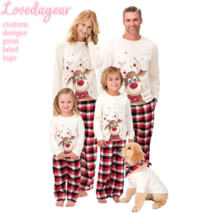 Pijama Familiar Navideño a Juego <span class=keywords><strong>de</strong></span> Reno <span class=keywords><strong>de</strong></span> Alce Loveda con Logo Personalizado, Transpirable y Cuello Redondo - Product Image 1
