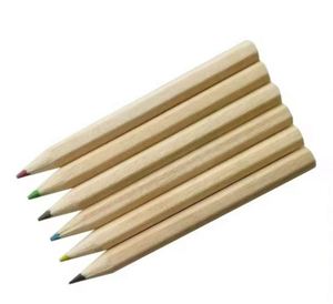 Crayons de couleur miniatures en bois naturel de 3,5 pouces pour enfants, papeterie scolaire, boîte de couleur kraft mignonne, ensemble de 6 crayons de couleur - Product Image 2