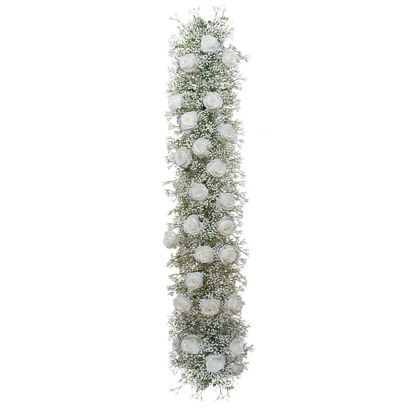 200cm Baby Breath Rose Flower Row Hochzeit Künstlicher Blumen läufer für Hochzeit Esstisch