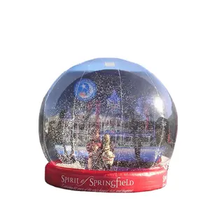 Inflatable Snow Globe 10ft Christmas Decoration Transparent Bubble Tent  with Printed Background, Blower and Pump, Repair kit