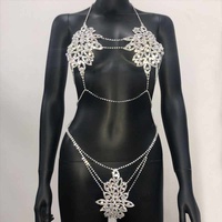 Nouvelle Lingerie Sexy en Cristal et Strass, Chaîne de Corps, Ensemble de Lingerie Érotique 2 Pièces pour Femme (Soutien-Gorge et Culotte)