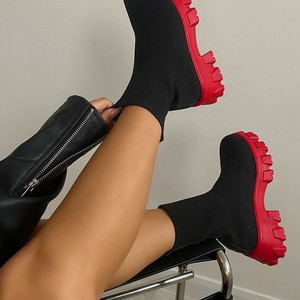 Fashion Design Big Size 43 <b>Ladies</b> Flying Knit Shoes Casual Platform <b>Boot</b> Women's <b>Boots</b> <b>Ladies</b> <b>White</b> Ankle <b>Boots</b> - Product Image 4