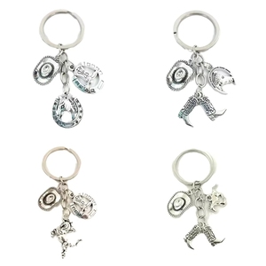 Accessori MOQ, serie cowboy western americano, cappello e stivali da cavallo, portachiavi in lega di zinco, come regalo per amici - Product Image 5