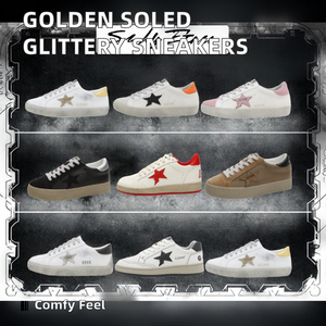 Chaussures de sport Super Goose blanches scintillantes pour femmes, étoiles, semelles dorées, nouveau design, douces, extra subtiles, scintillantes, pour l'automne et le printemps - Product Image 2