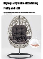 Fauteuil suspendu en rotin PE tressé floral d'extérieur, avec support métallique et coussin épais confortable, pour balcon et jardin