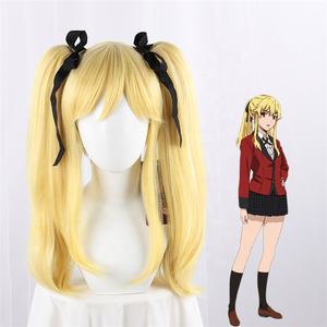 Perruque synthétique Kakegurui Anime en gros, 50 cm de long, blonde bouclée, Meari Saotome, perruque de cosplay avec deux queues de cheval - Product Image 1