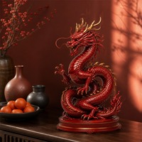 Statue de dragon rouge du Nouvel An chinois en résine sur mesure, figurine de dragon enroulé, service de fabrication OEM, projet de cadeau de vacances