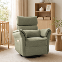 Fauteuil inclinable électrique moderne, pivotant et inclinable, avec port de charge USB, revêtement en tissu, structure en bois, pour salon et chambre d'enfant