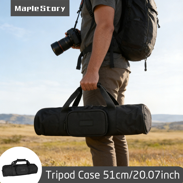 Travel Tripod Bag 20inch Polyester Zipper Padded Shoulder Strap Holds Camera Tripod Monopod Light Stand Outdoor Photography Gear