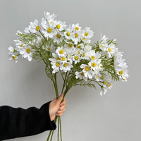 C176 Buket Bunga Krisan Taman Cosmos Multi-Head Buatan Tangan dari Sutra, Bunga Gerbera Palsu Realistis Ramah Lingkungan untuk Thanksgiving
