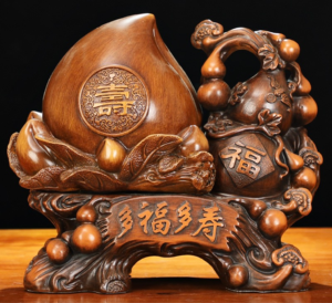 Statue de citrouille en résine marron/dorée moderne, écologique, peinte à la main, sculpture traditionnelle Feng Shui pour la prospérité et la bénédiction, pour bureau - Product Image 2