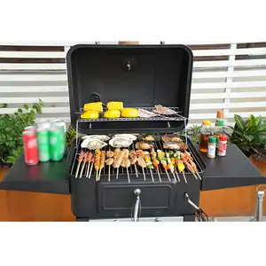 Adjustable Height Outdoor Charcoal Barbecue Grill Trolley Design With Powder Coating For Home Use