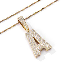 Nouveau collier hip-hop streetwear en tungstène, 26 pendentifs lettres majuscules entièrement incrustés de zircons, breloques élégantes et polyvalentes