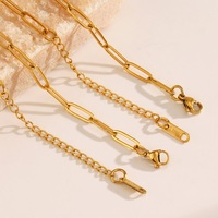 Collier en acier inoxydable superposé avec chaîne simple et fermoir trombone en or 18 carats pour femme