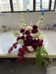 Nuova <span class=keywords><strong>Serie</strong></span> Romantica di Rose Bianche e Rosa con Supporto, Ghirlanda di Fiori Artificiali, Corona per Centrotavola Matrimoniale - Product Image 3