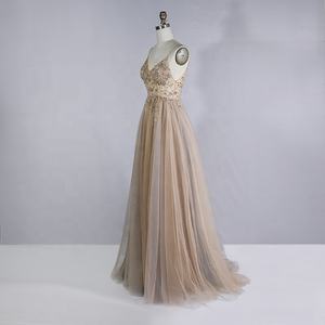 Gaun pernikahan mewah gaun Formal tali Spaghetti pengantin panjang gaun malam manik-manik terbaru <span class=keywords><strong>Prom</strong></span> elegan untuk wanita - Product Image 2