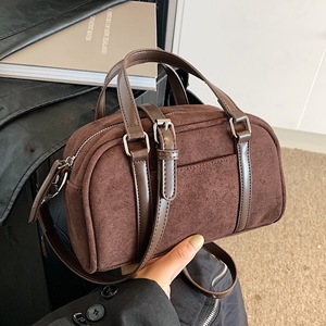 Brown suede style handbag, metal <b>buckle</b> embellishment, women's fashionable shoulder crossbody <b>bag</b> - Product Image 6