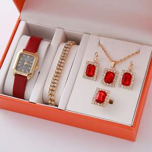 Nuovo orologio quadrato romano con bracciale in pietra preziosa Set di quarzo movimento in lega di vetro con quadrante finestra cinturino quadrato in pelle - Product Image 4