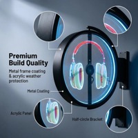 Boîte à lumière numérique holographique 3D double face, boîte d'affichage LED intérieure/extérieure, ventilateur holographique dynamique avec couvercle pour café