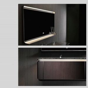 Mueble de Baño Bokjia, Gabinete de Acero Inoxidable Color Nogal 1500*550 con Espejo e Iluminación Integrada, Lavabo de Cerámica - Product Image 3