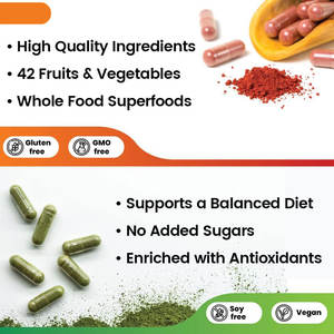 Cápsulas de Suplemento de Frutas y Verduras OEM, Más de 40 Frutas y Verduras Diferentes, Superalimentos Integrales, Alto Contenido de Betacaroteno, 90 Unidades - Product Image 4