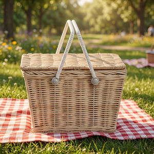 Hot Trend Design <b>Wicker</b> Rattan Picnic <b>Basket</b> With Handle For Kid, Easter Decorations, Foldable <b>Laundry</b> <b>Basket</b>, Storage Box Bin - Product Image 1