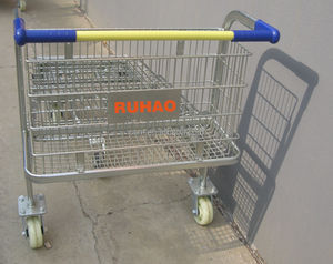 कारखाने की बिक्री तार जाल सतह 500 किलोग्राम RH-WT03 भारी शुल्क पांच पहिया गोदाम हैंड गाड़ी टोकरी के साथ हाथ की ट्रॉली - Product Image 3