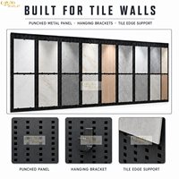 Présentoir mural réglable pour échantillons de carreaux de céramique, marbre, granit, quartz et pierre, avec panneau perforé pour salle d'exposition