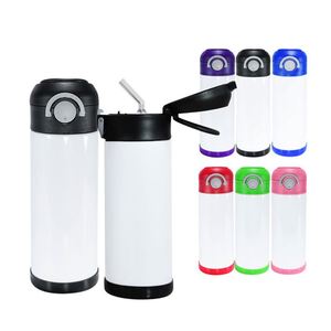 Botella de agua de acero inoxidable de doble capa con aislamiento al vacío para sublimación DIY, con asa y tapa con pajita desplegable para exteriores - Product Image 2