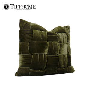 TIFFHOME Fodere per Cuscini in Velluto <span class=keywords><strong>Verde</strong></span> Scuro Tessuto a Mano, Federe Decorative Organiche Personalizzate per Sedia, Divano, Camera da Letto, Soggiorno - Product Image 2