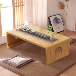 <b>Bamboo</b> Folding Tea <b>Table</b> With Storage Multifunctional Low Coffee <b>Table</b> For Tatami Room Traditional Chinese Study Use - Product Image 1