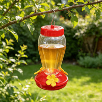 Mangeoire à oiseaux ronde HD écologique 480 ml en ABS avec crochet en fer et corps transparent pour jardin/arbre toutes saisons