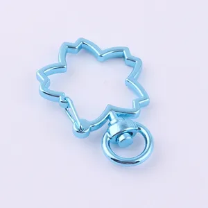 fancy blue color DIY keychain metal flower shape swivel snap hook for bag accessories