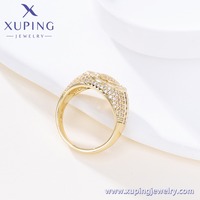 X001211801 Xuping Schmuck Großhandel 14K Vergoldeter Kupfer Ovaler Breiter Ring Besetzt mit Zirkonia, Damen-Abendparty-Accessoire