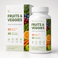 Fruits et légumes entiers en gros pour une nutrition quotidienne – 60 capsules végétales de mélange de superaliments à base de plantes pour le bien-être (OEM)