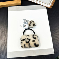 Porte-clés créatif et écologique en forme de léopard 3D, mini sac à main, porte-clés de voiture, pendentif en peluche mignon pour étudiant