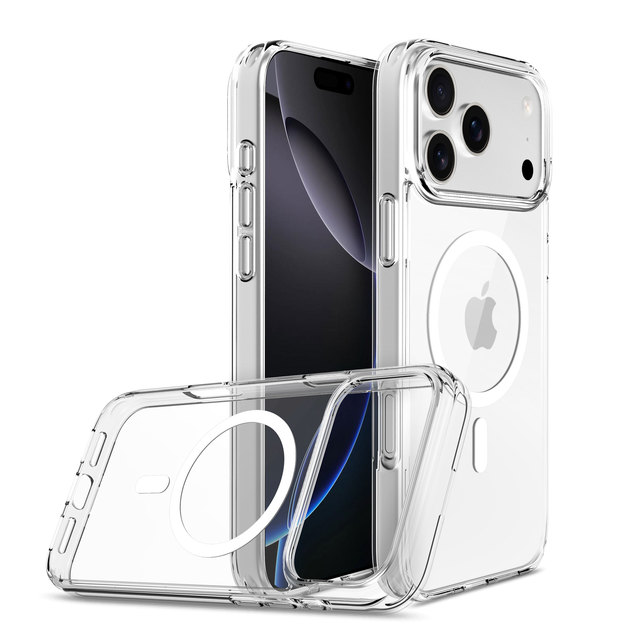 Shockproof Hybrid Clear Transparent TPU PC Magnetic Waterproof Wireless Charging Phone Case for 17/16/15 Series