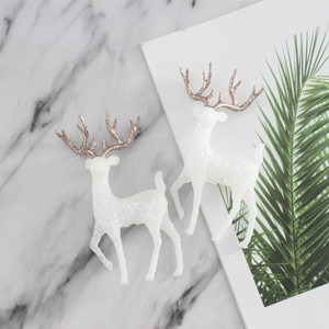 Reindeer Figurine Plastic Transparent And White Glittery Decor For Indoor Living Room Birthday Party Decoration - Product Image 2