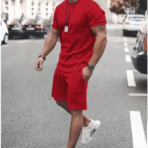 Custom Logo Casual Men Short Sleeve Tracksuit Sports Leisure Fit Joggers Sports Custom Logo 2 Piece Shorts Summer Men Set