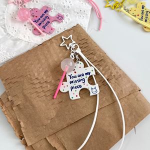 Nouveau porte-clés AM Ins, pendentif <span class=keywords><strong>puzzle</strong></span> transparent, porte-clés mignon pour fille - Product Image 6