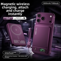 Batterie externe magnétique sans fil à charge rapide 10000 mAh en alliage d'aluminium avec support, logo personnalisé gratuit, MOQ ultra-bas