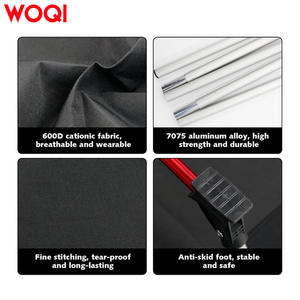 Lit de camping pliable Woqi 188x65x20cm, lit d'extérieur portable pour une personne, noir, polyester, capacité de charge 150kg - Product Image 5