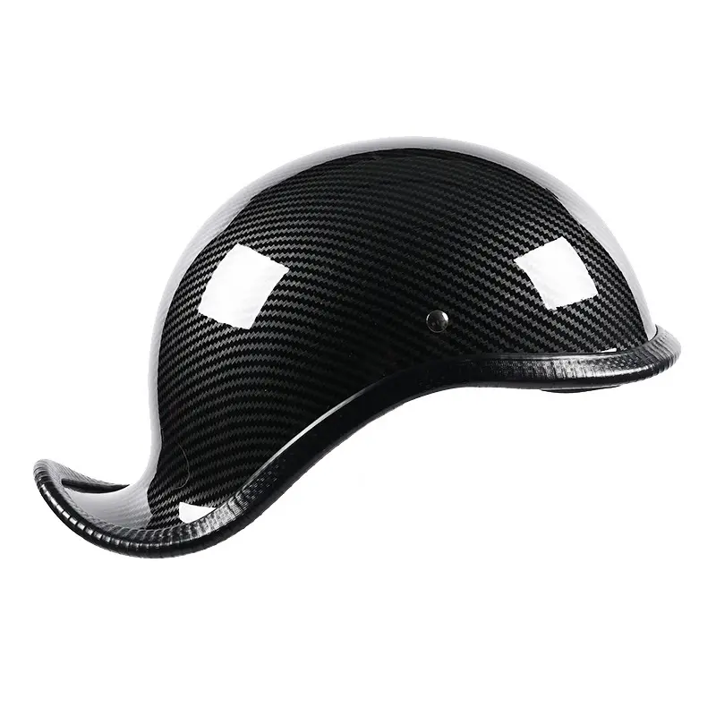 YHMOTO de fibra de carbono de la motocicleta del casco de Cafe Racer, cascos moto cara abierta medio Retro moto casco