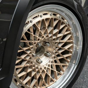 Jantes forgées rétro en deux parties en maille 6061-T6 avec lèvres usinées dorées pour Volvo BMW Audi <span class=keywords><strong>Station</strong></span> <span class=keywords><strong>Wagon</strong></span> - Product Image 1