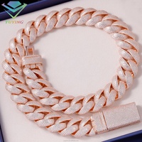 Cadena Cubana de Moissanita VVS al por Mayor para Hombre, de 13mm-22mm de Ancho, Plata de Ley 925, Chapada en Oro de 18k, Estilo Rapero