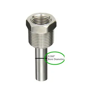Temperature Thermocouple SS 304/316 Customized Diameter And Length 1/2" NPT Thermocouple Thermowell For Temperature Measuring
